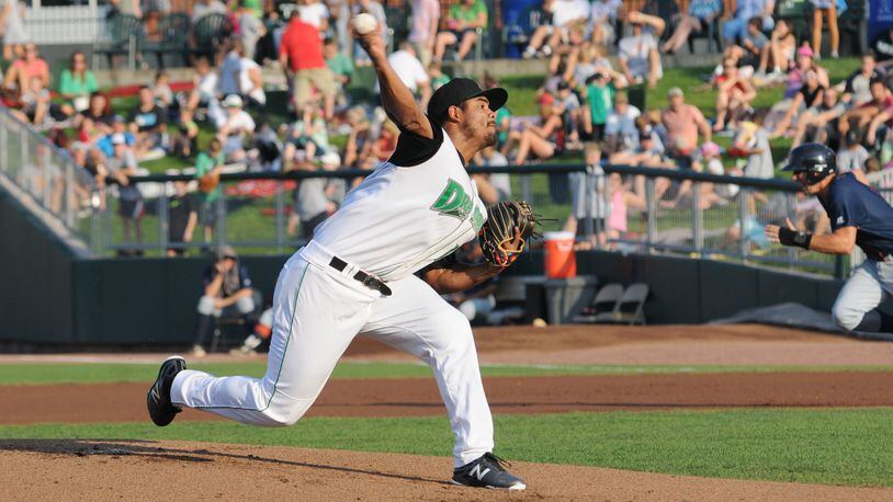 Tony Santillan started on the mound for the Dayton Dragons against the Bowling Green Hot Rods at Fifth Third Field. CHRISTINE BATES/CONTRIBUTED