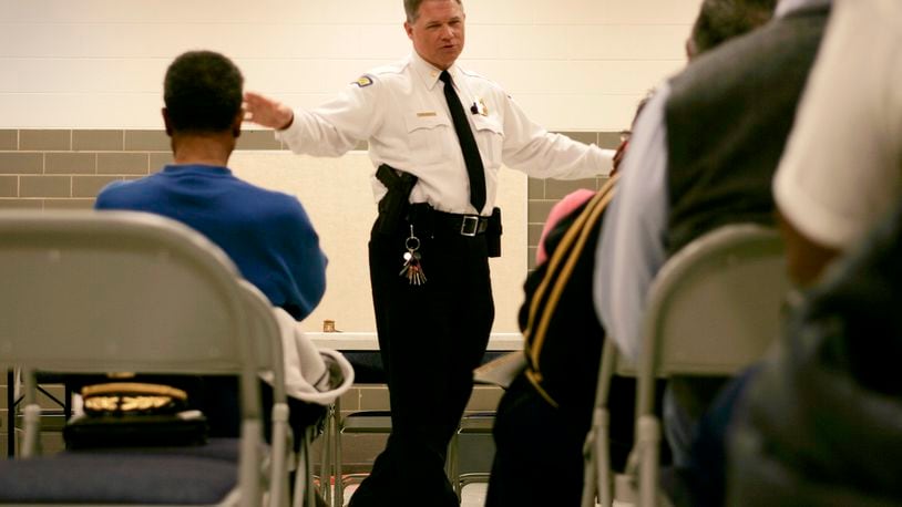 Dayton Police Chief, Richard Biehl, talks about community policing before the Priority Board meeting at the community center on  Leland Avenue. Jim Noelker/Dayton Daily News