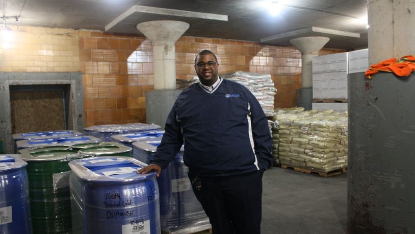 Chad Diggs, CEO of Dayton Frozen Solutions, stands in one of the coolers at the downtown storage business. KAITLIN SCHROEDER/STAFF