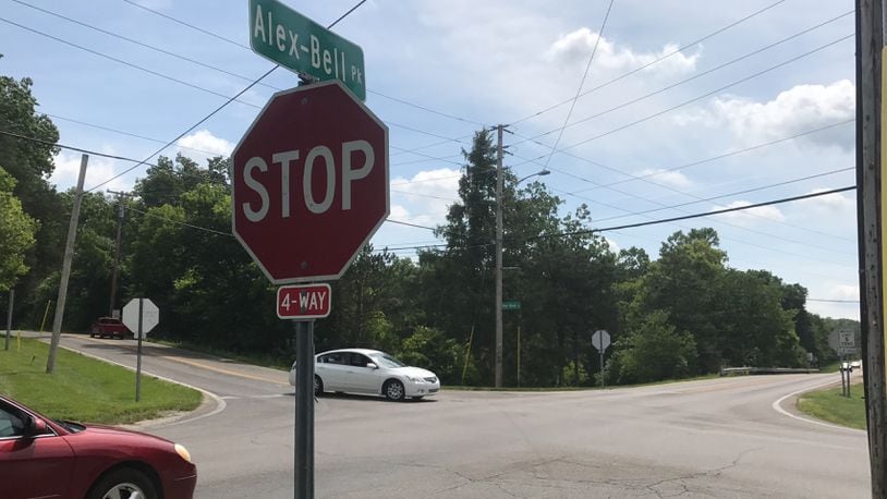 The intersection at Alex Bell and Mad River roads will undergo a traffic study to determine how to reduce congestion and accidents. TREMAYNE HOGUE / STAFF