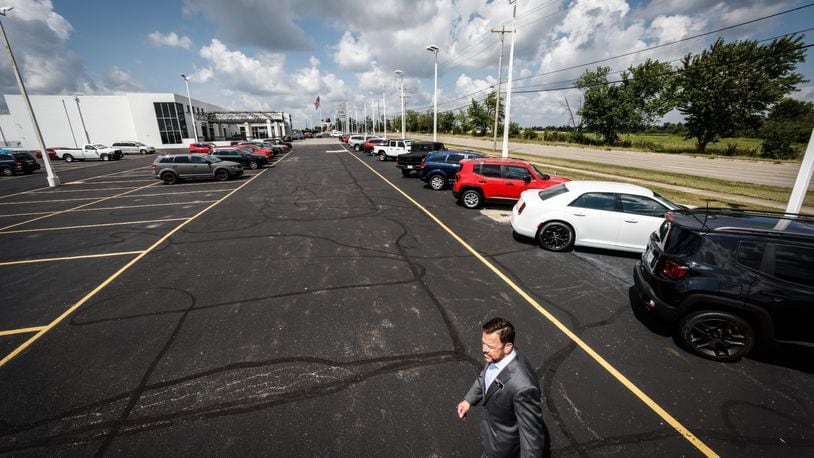 Jim Evans, owner of Evans Dealer Group said that shortage of automotive computer chips has cut his supply.“It’s tough, because we’re coming out of a lockdown, COVID economy,” Evans said. “People want automobiles, so it is frustrating that we don’t have what they want.” JIM NOELKER/STAFF