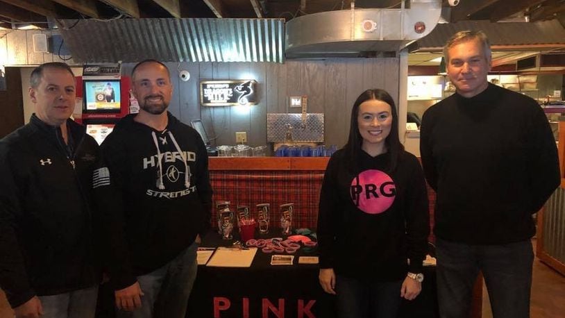 The New Carlisle Rotary Club and The Pink Ribbon Girls hosted a kick-off event to promote their new fundraiser, the Push-up Challenge. MATT CLEVENGER/COURTESY