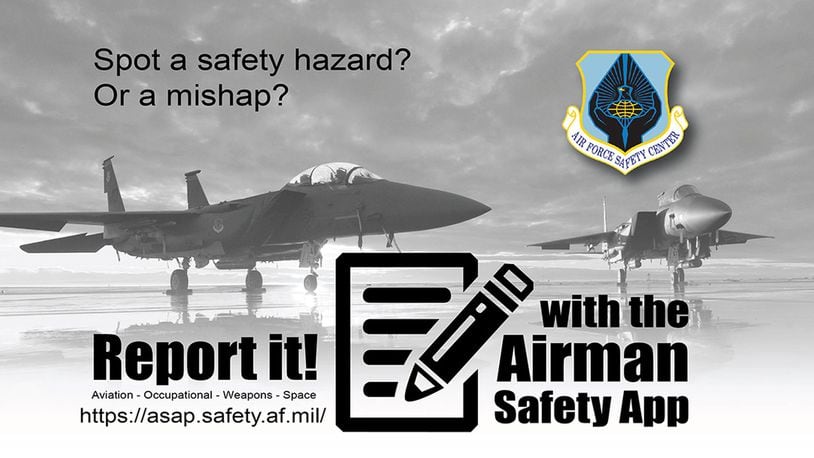The Airman Safety App is a simple web-based tool that provides a streamlined process for all Airmen, their families and anyone accessing the base to report safety issues as they encounter them. Initiating the reporting process is easy: just access the Airman Safety App online at https://asap.safety.af.mil and select the Airman Safety Action Report icon. (U.S. Air Force illustration/Keith Wright)