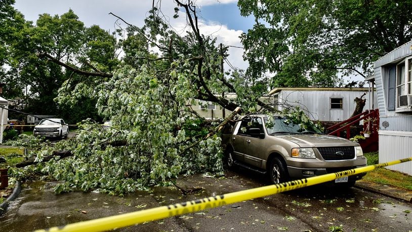 Strong winds caused damage in 2020, knocking down power lines and trees. Those in Centerville, Germantown, Kettering, Miamisburg, Moraine, Oakwood, Springboro and West Carrollton can have access to a weather warning as part of CodeRED services by the Miami Valley Communications Council. NICK GRAHAM / STAFF