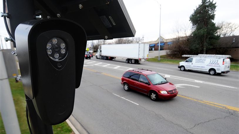 The Kettering Police Department has 10 automated license plate reading stationary cameras that were installed this year. This one is located at the intersection of Dorothy Lane and County Line Road. MARSHALL GORBY\STAFF