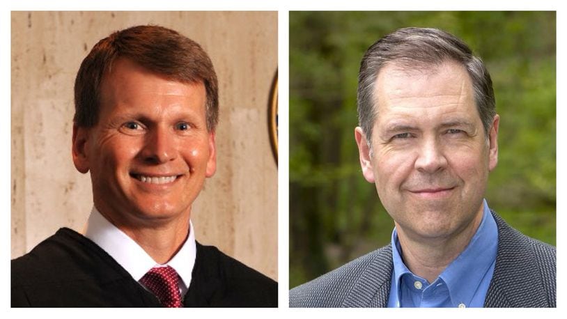 Chris Epley (left), who was elected to the Second District Court of Appeals in 2020, and attorney Robert Hanseman (right) are seeking to fill a seat on the court that will become vacant after the retirement of Judge Jeffrey Welbaum, one of the court’s five judges.