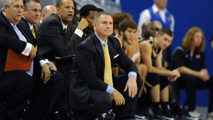 Coach Donnie Jones of the Central Florida Knights directs play against the Florida Gators on Nov. 23, 2012 at Stephen C. O’Connell Center in Gainesville, Florida. (Photo by Al Messerschmidt/Getty Images)