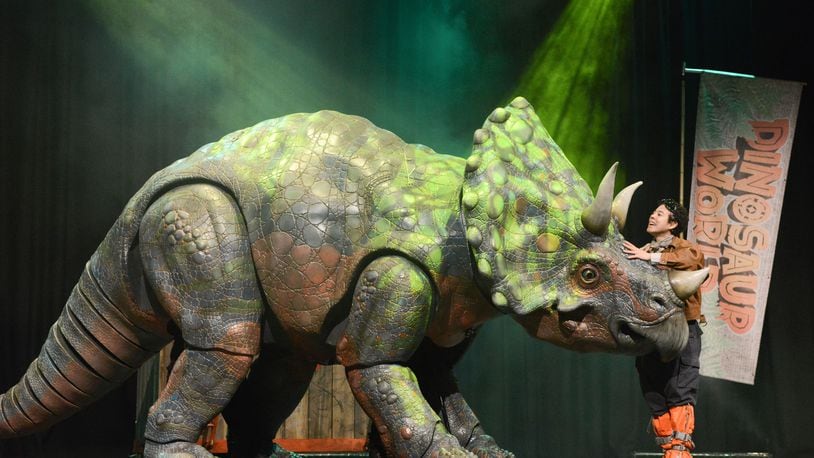 Traverse prehistoric lands with dinosaurs and other fun characters during Dinosaur World Live at the Victoria Theatre on Friday, Jan. 24.