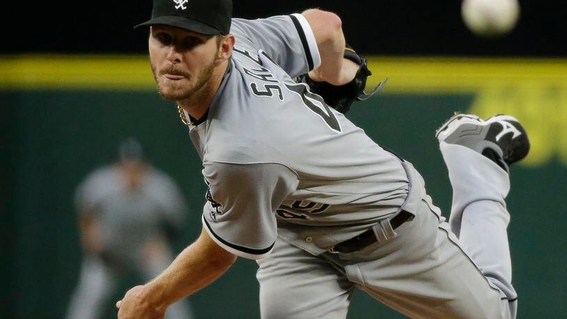 Chicago White Sox starting pitcher Chris Sale throws against the Seattle Mariners in the sixth inning of a baseball game, Monday, July 18, 2016, in Seattle. (AP Photo/Ted S. Warren)