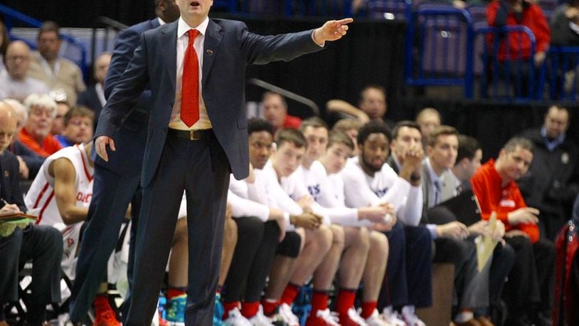 Dayton coach Archie Miller shouts to his team during a game against Syracuse in the NCAA tournament in St. Louis. David Jablonski/Staff