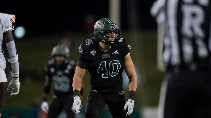 Ohio's Jack McCrory plays against Bowling Green on Nov. 26, 2022, at Peden Stadium in Athens. Photo courtesy of Ohio