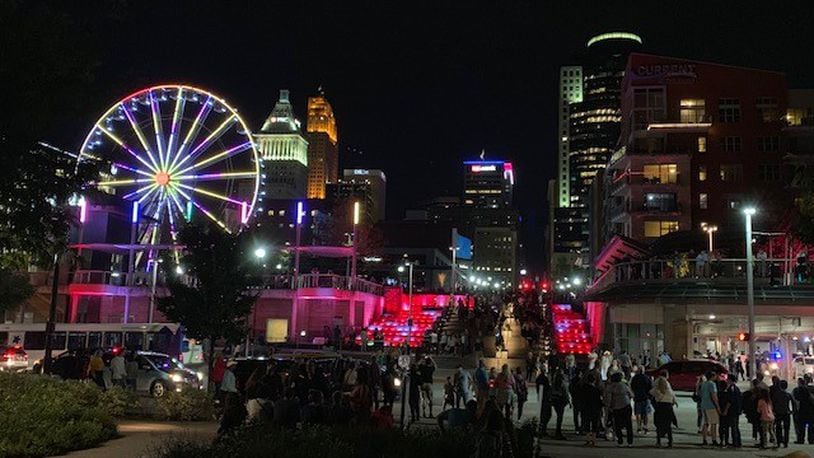 BLINK Cincinnati 2019, a four day light, art and music festival in downtown Cincinnati and across the river in Covington, kicked off Thursday, Oct. 10 with a parade and events and continues through Sunday, Oct. 13. ALEXIS LARSEN/CONTRIBUTED