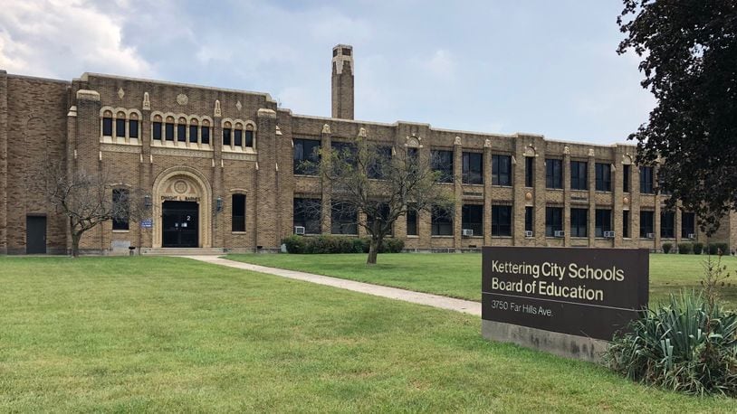 Kettering City Schools’ Barnes building, at 3750 Far Hills Avenue, will either face demolition or expensive renovation, district officials said in September 2018. Since its opening in 1929 it has served as the district’s high school, then as Dwight L. Barnes Junior High and now as home of Kettering’s school board and administrative offices. Those offices will move in 2019. JEREMY P. KELLEY / STAFF