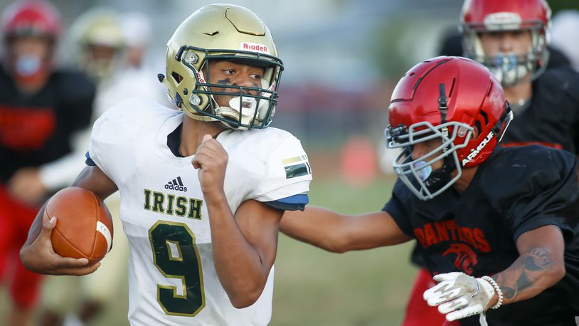 Springfield Catholic Central against Twin Valley South in a high school football scrimmage on Friday, Aug. 12, 2022. Michael Cooper/CONTRIBUTED