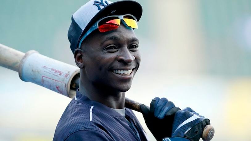 New York Yankees Didi Gregorius smiles during batting practice before a baseball game between the Chicago White Sox and the New York Yankees in Chicago, Tuesday, July 5, 2016. (AP Photo/Jeff Haynes)