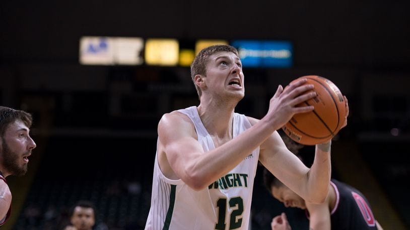 Wright State's A.J. Braun scored 18 points and grabbed 12 rebounds in the Raiders' 91-85 win over Lousiana on Monday in the Gulf Coast Showcase. FILE PHOTO
