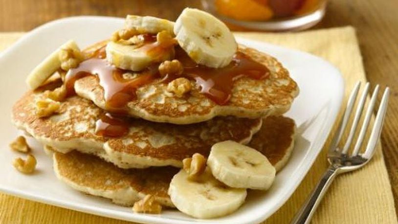 These banana nut pancakes are just one tasty offering from Cobblestone Village Cafe.