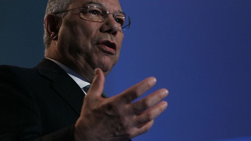 Former Secretary of State and Bloom Energy Board member Colin Powell speaks during a Bloom Energy product launch on February 24, 2010 at the eBay headquarters in San Jose, California. Bloom Energy, a Silicon Valley start up, introduced the 'Bloom Box', a solid oxide fuel cell device that can generate electricity at a cost of 8 to 10 cents per kilowatt hour using natural gas. (Photo by Justin Sullivan/Getty Images)
