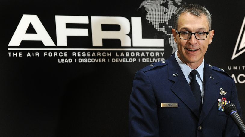 Brigadier General Scott A. Cain, assumed command of the Air Force Research Laboratory (AFRL) Monday, June 5, 2023 at the National Museum of the U.S. Air Force. MARSHALL GORBY\STAFF