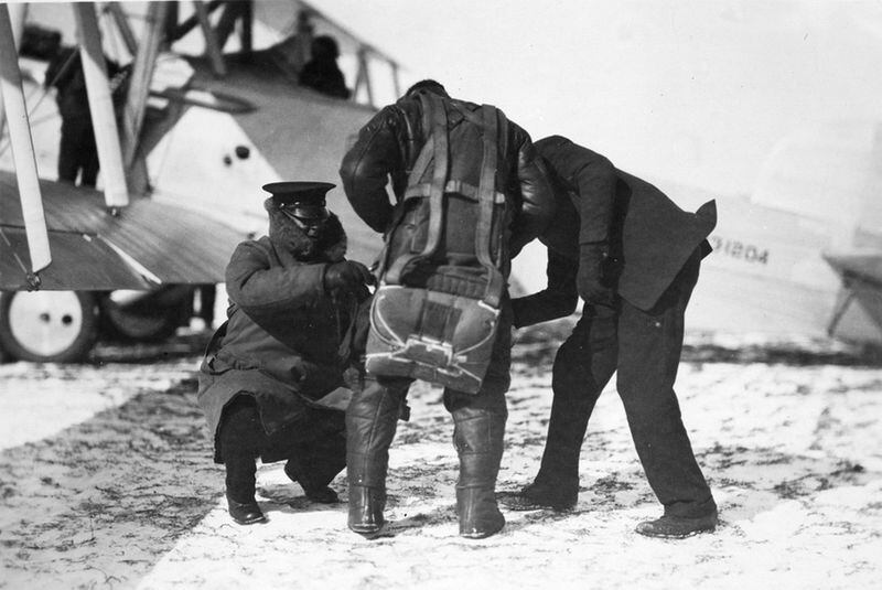 Parachute testing at Dayton’s McCook Field, a forerunner of Wright-Patterson Air Force Base, circa 1918. DAYTON HISTORY