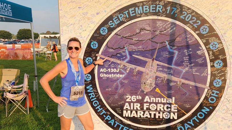 Col. Polly Sandness at the U.S. Air Force Marathon in Dayton. (Courtesy photo)