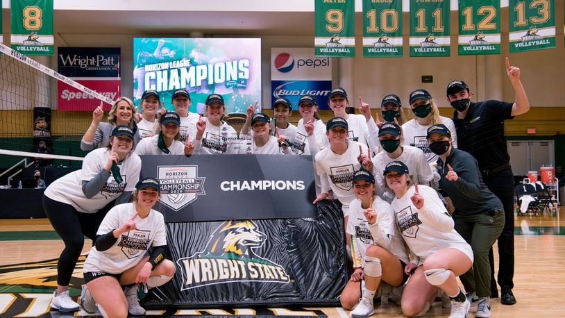 The Wright State volleyball team defeated UIC on Saturday to win the Horizon League tournament at McLin Gymnasium. Joe Craven/Wright State Athletics