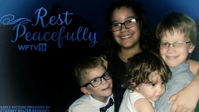 The children killed in an Orlando police standoff with their mother's boyfriend are from top left (clockwise) Lillia Pluth, Irayan Pluth, Dove Lindsey and Aidan Lindsey. The children were laid to rest Saturday in Orlando.