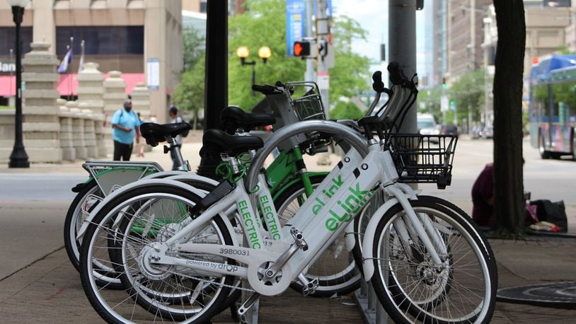 Link Dayton Bike Share has done a soft launch of its new bike system. Bikes are available to rent all across Dayton. CORNELIUS FROLIK / STAFF