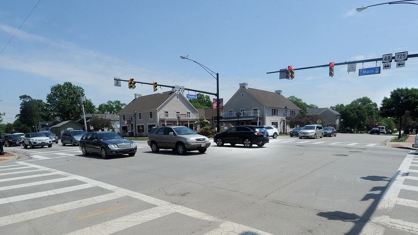 A proposed entertainment district in Centerville includes 113 acres that covers about 11 blocks around the intersection of Ohio 48, or Main Street, and Franklin Street. The area also includes Centerville’s Architectural Preservation District. MARSHALL GORBY/STAFF