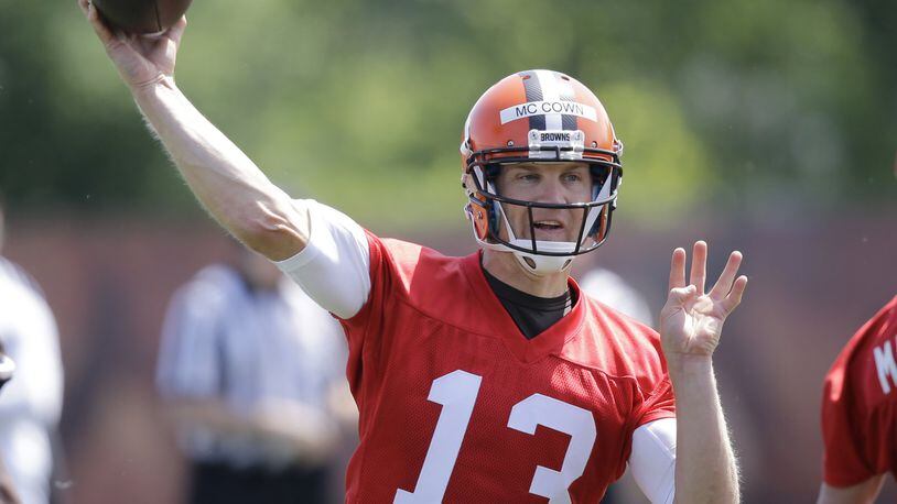 The Browns released veteran quarterback Josh McCown on Tuesday, tossing him aside as they have done with other once-ballyhooed veterans who failed to produce such as Trent Dilfer, Jeff Garcia, Jake Delhomme and Jason Campbell. AP photo