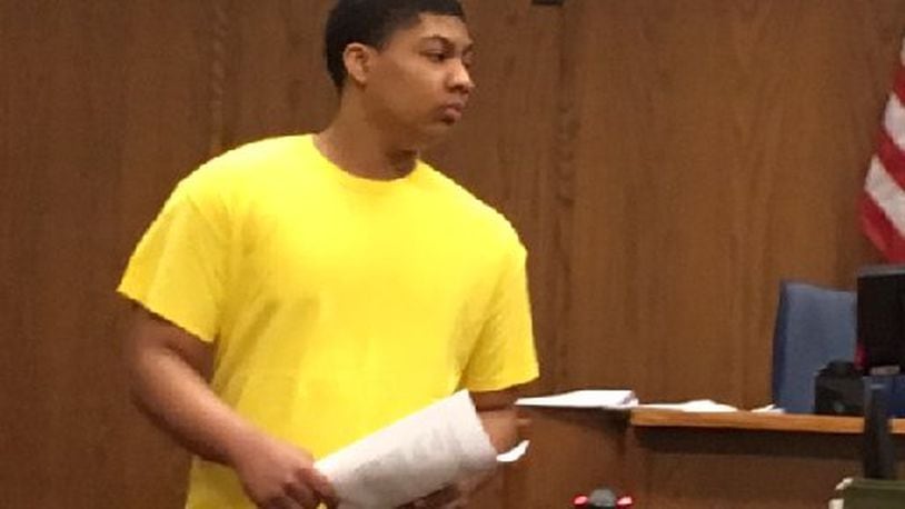 Attorneys for Kylen Gregory, shown here during a 2017 court appearance, want his case in the 2016 Kettering fatal shooting of Ronnie Bowers, returned to juvenile court. NICK BLIZZARD/STAFF