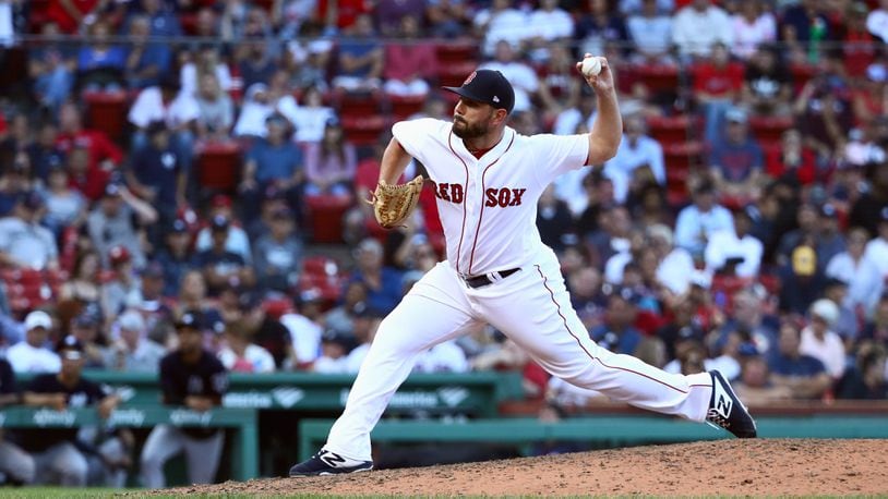 BOSTON, MA - SEPTEMBER 29: Robby Scott #63 of the Boston Red Sox pitches at the top of the ninth inning of the game against the New York Yankees at Fenway Park on September 29, 2018 in Boston, Massachusetts. (Photo by Omar Rawlings/Getty Images)