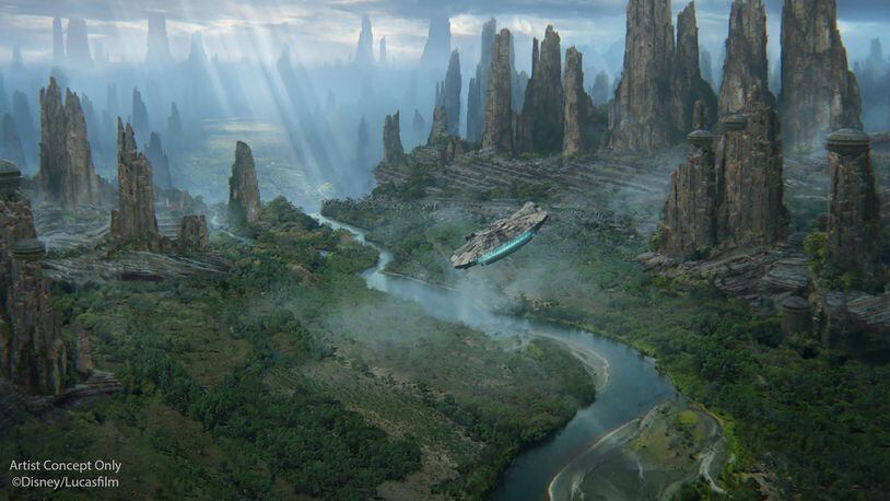 ”The spires now stand guard across the river valleys and plains and have long captured the imagination of travelers to this planet,” Disney says. (Walt Disney Co./TNS)