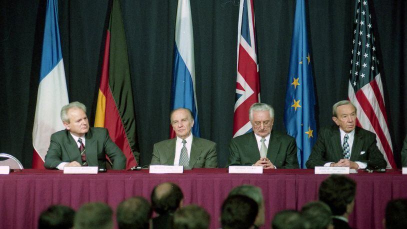 Dayton was in the spotlight in 1995 when Wright-Patterson Air Force Base hosted peace talks between Bosnia, Croatia, and Serbia. FILE PHOTO