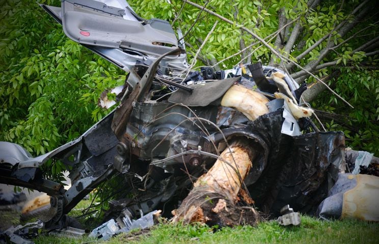 Vehicle splits in two during Dayton crash