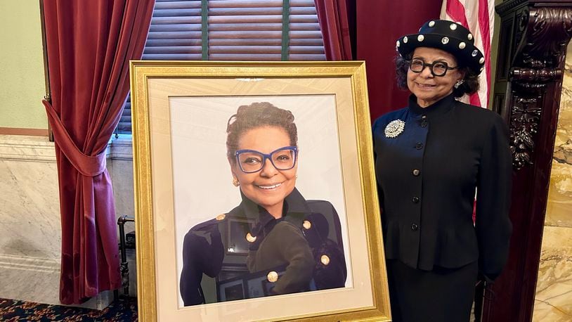 Former Dayton Mayor Rhine McLin, who was the first Black woman elected to the Ohio Senate, is honored by Senate Democrats with a portrait.