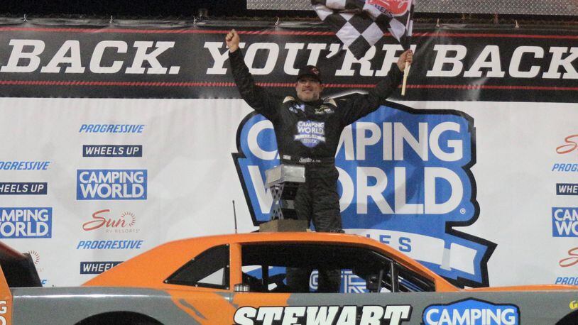 Tony Stewart won his second straight SRX Series race with the victory at Eldora Speedway on Saturday. Greg Billing/Contributed