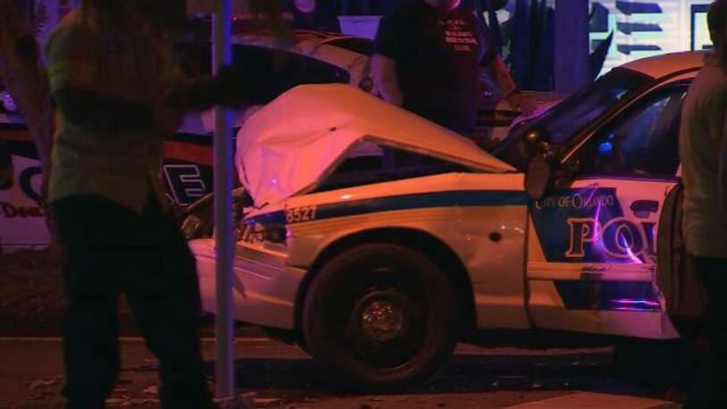 An Orlando police officer was involved in a car crash after leaving a DUI task force meeting with an alleged drunk driver. (Photo: WFTV.com)