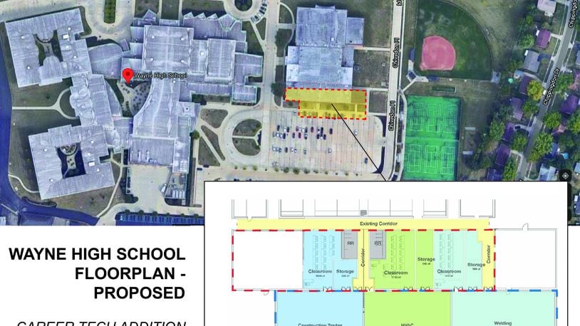 Huber Heights City School District is moving forward with a $7 million expansion project, including the construction of career technology and makerspace labs. The district released a proposed floorplan for the addition of career tech labs at Wayne High School. CONTRIBUTED
