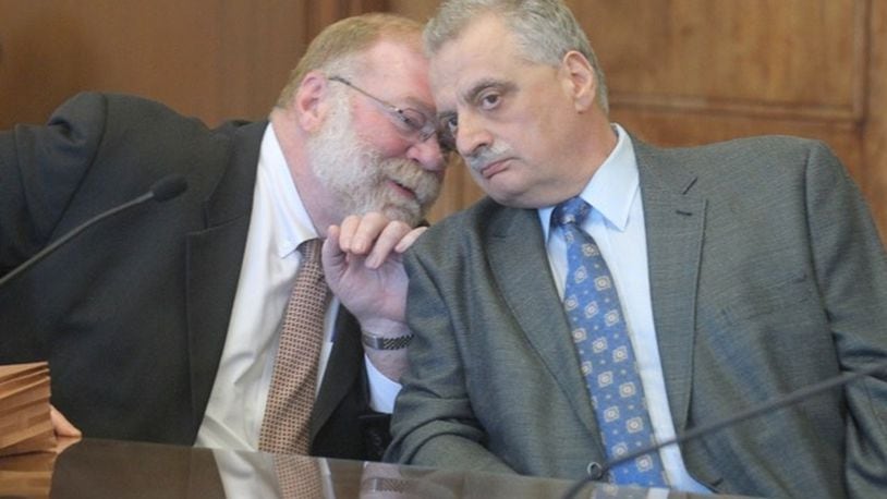 Dr James Bressi, right, is shown in court Akron Beacon Journal photo