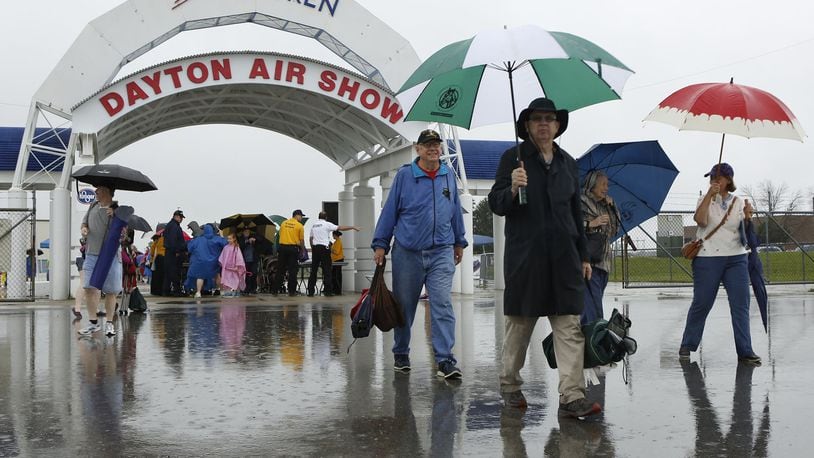 About 100 die-hard air show fans were in line in 2015 as the gate opened in Dayton on a rainy Saturday morning. TY GREENLEES / STAFF