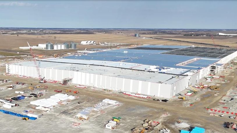 An overhead view of the LG Energy Solution and Honda joint venture EV battery production facility being constructed near Jeffersonville. Honda photo