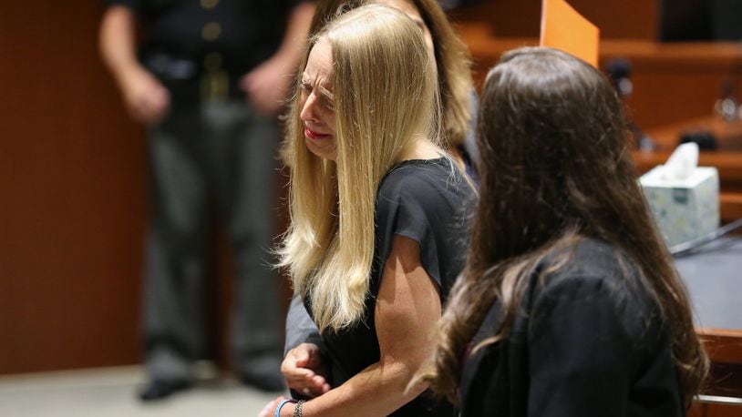 Tracy Johnson, mother of Trey Johnson, father of Brooke Skylar Richardson’s baby gives an emotional statement last month during the sentencing of Richardson for abuse of a corpse.