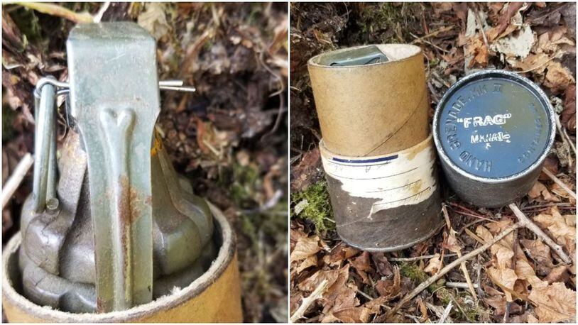 An Oregon woman found a potentially live World War II-era hand grenade while cleaning out her late father's garage.