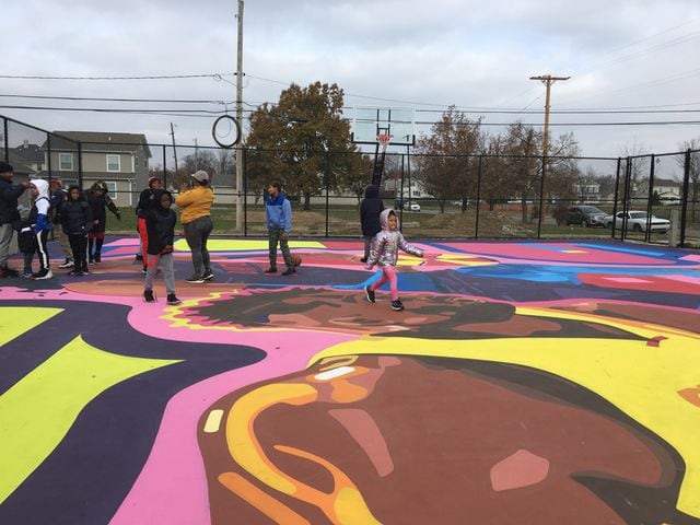 PHOTOS: Dayton’s youth enjoy their colorful, new Project Rebound  basketball court
