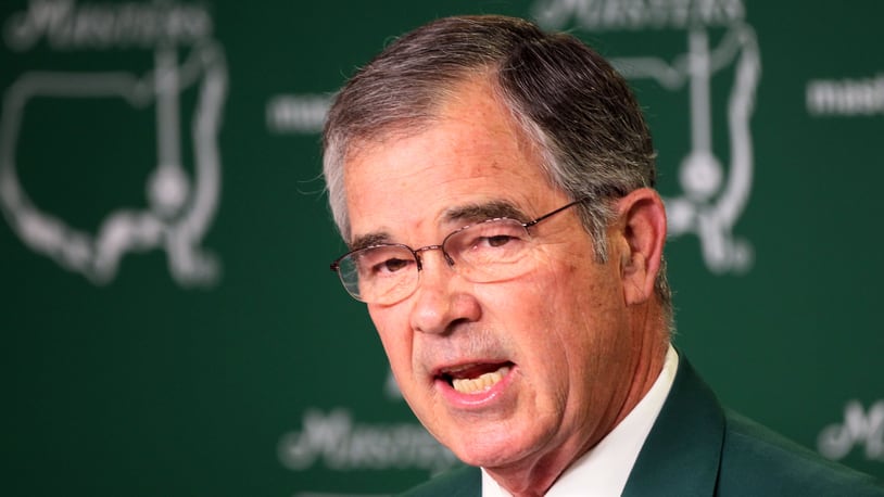 Augusta National Golf Club Chairman Billy Payne speaks at his annual press conference, this before the 2013 Masters.