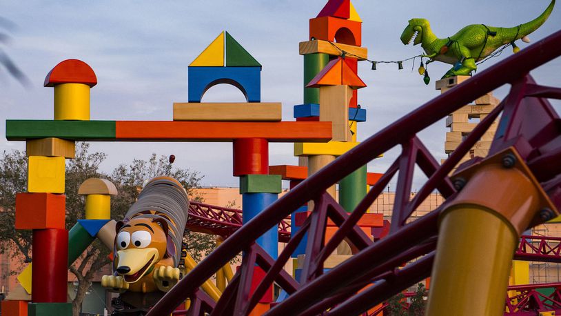 The 11-acre Toy Story Land will include a family-friendly roller coaster, Slinky Dog Dash (pictured under development) as well as the Alien Swirling Saucers, among other attractions. (Matt Stroshane/Walt Disney World/PRNewsfoto)