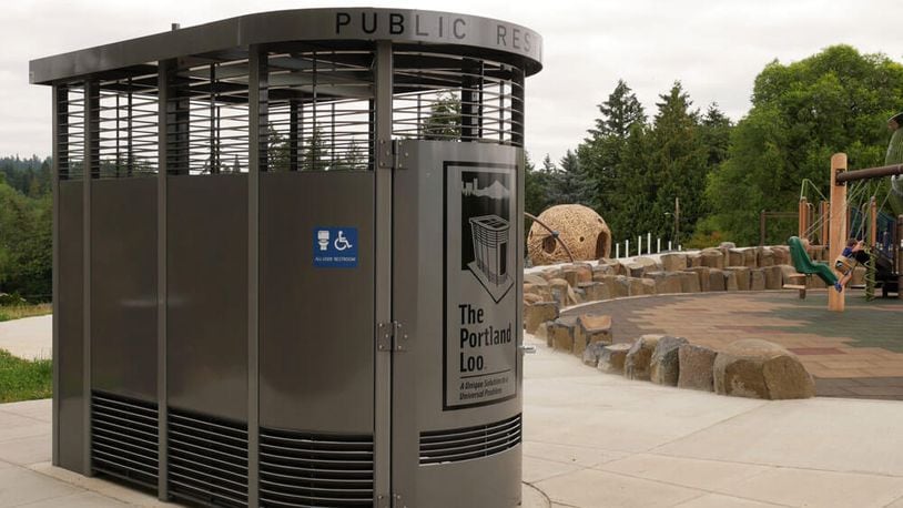 Dayton is considering buying a pair of Portland Loo public toilets to install in downtown. CONTRIBUTED