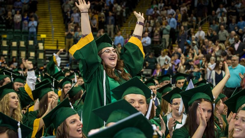 Wright State University's Spring 2019 graduation included 22 associate degrees, 1,457 bachelor’s degrees, 592 master’s degrees and 25 doctoral degrees. Photos courtesy of Erin Pence and Christ Snyder of Wright State University.