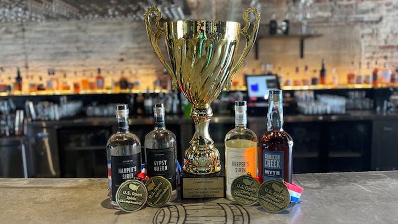 Dayton Barrel Works Artisan Distillery was awarded four gold medals and tied for Grand National Spirits Champion at the 2024 U.S. Open Whiskey and Spirits Championship (CONTRIBUTED PHOTO).